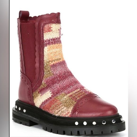 FREE PEOPLE Maroon Patchwork Fall Boots - Picture 3 of 8